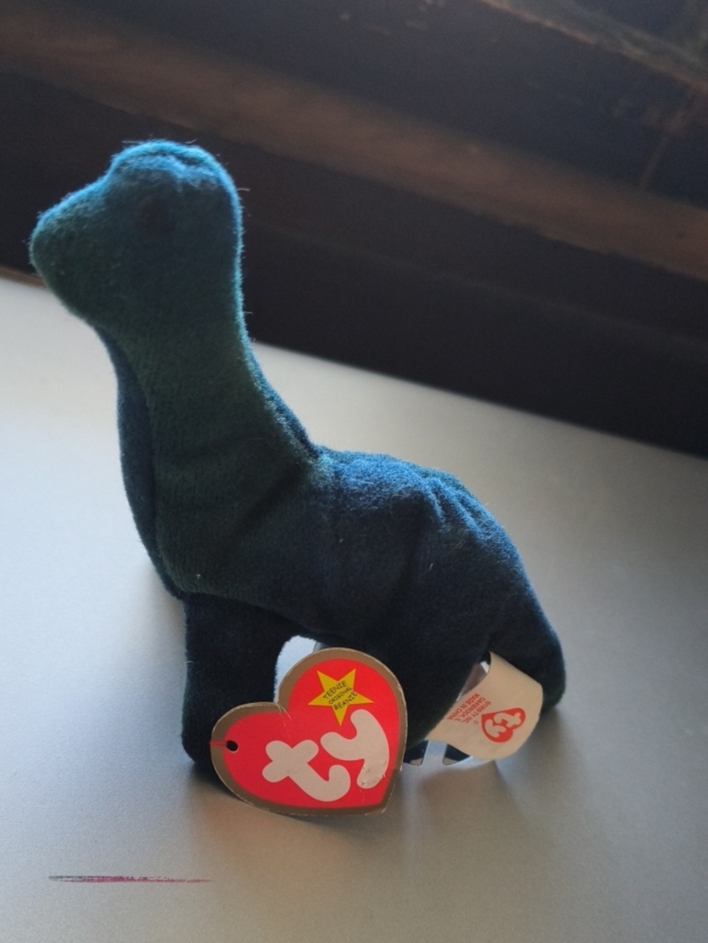Ty Dark Green and Teal Dinosaur Beanie Plush